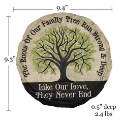 Spoontiques Family Tree Stepping Stone displayed in a garden