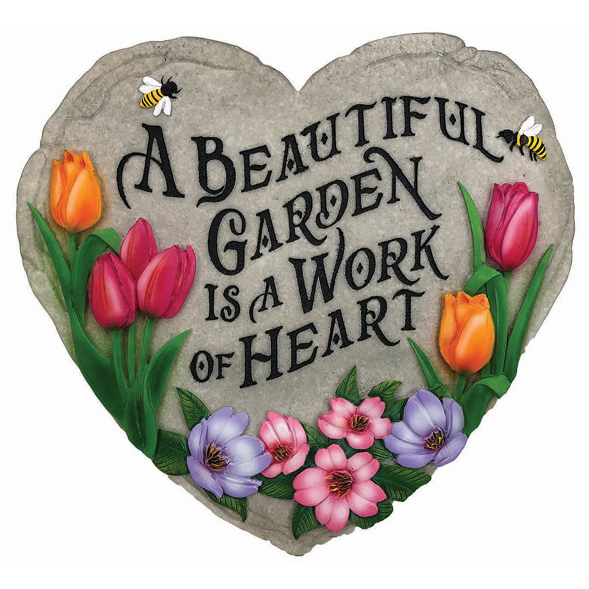 Spoontiques Garden Stepping Stone front view showing hand-painted design