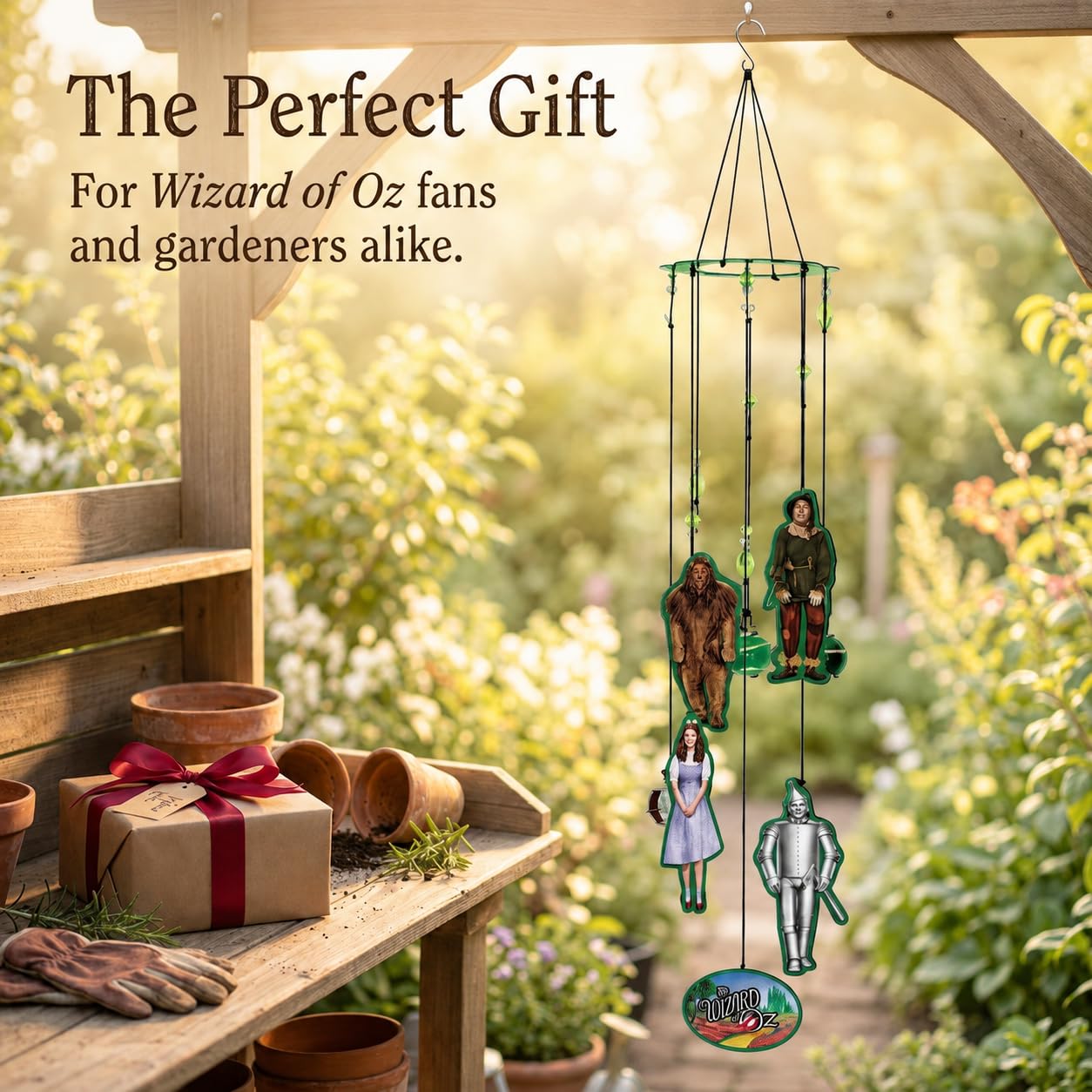 Spoontiques Wizard of Oz Wind Chime against a blue sky