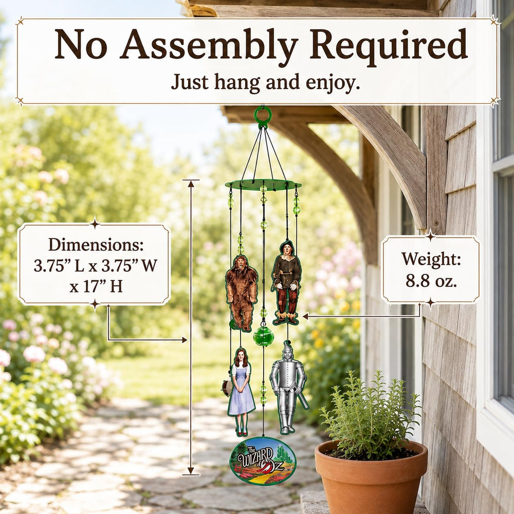 Spoontiques Wizard of Oz Wind Chime hanging in a garden