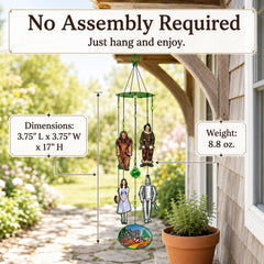 Spoontiques Wizard of Oz Wind Chime hanging in a garden