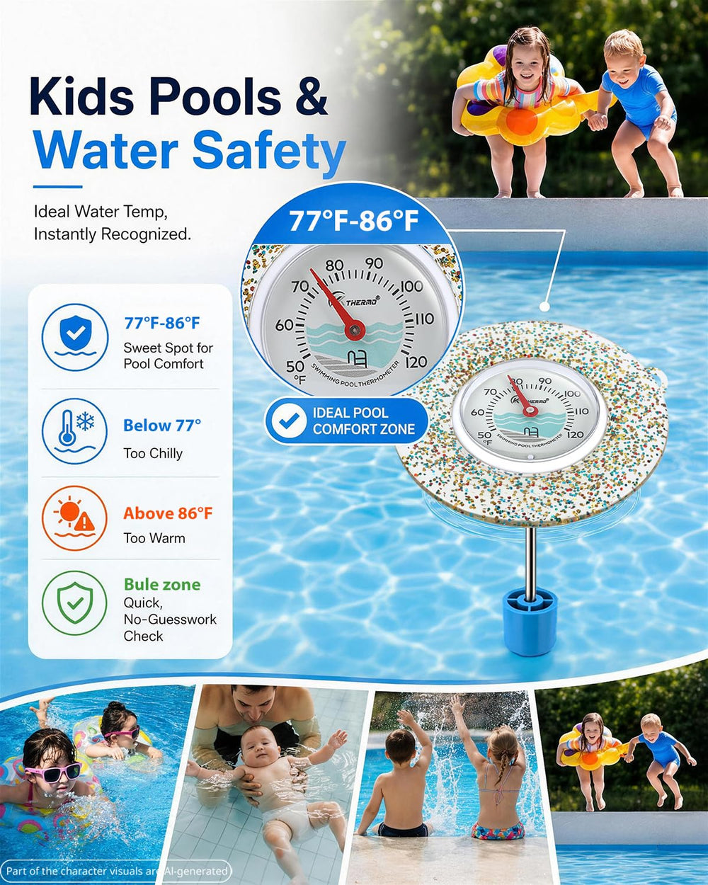 SPOROLWE Floating Thermometer with easy read dial and vivid red pointer