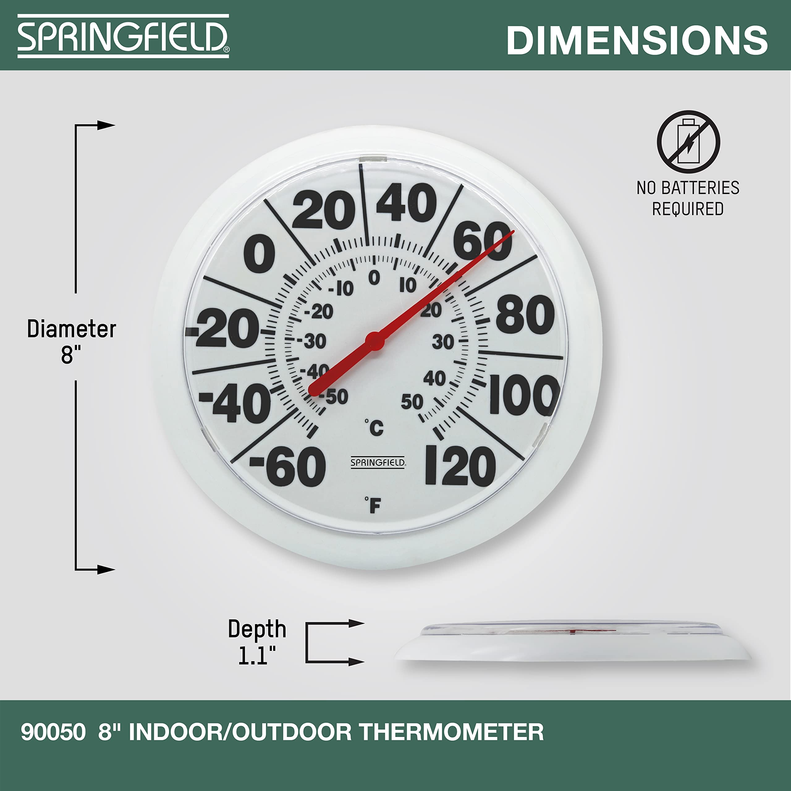 Springfield thermometer mounted on a garden wall