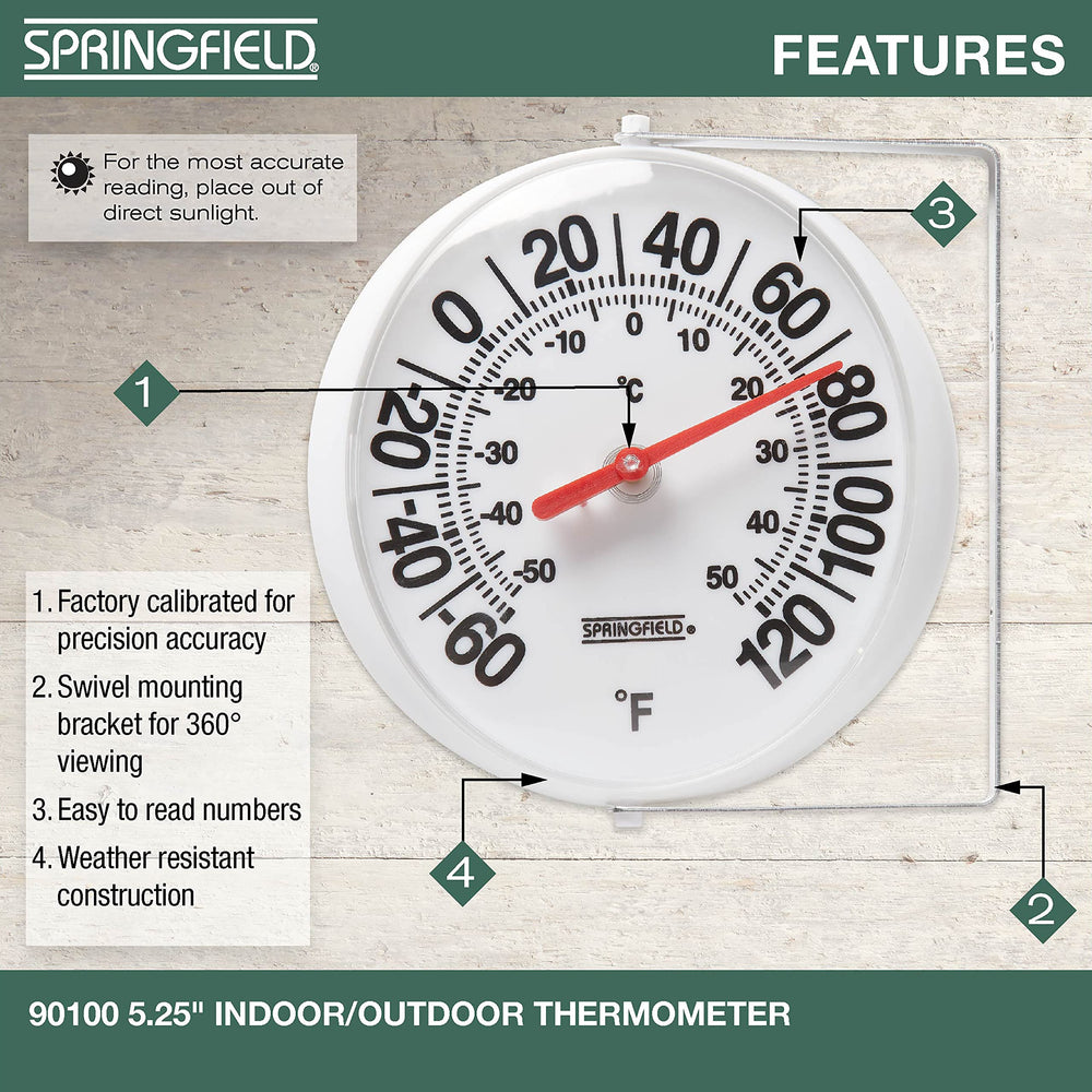 Springfield thermometer side view showing mounting bracket