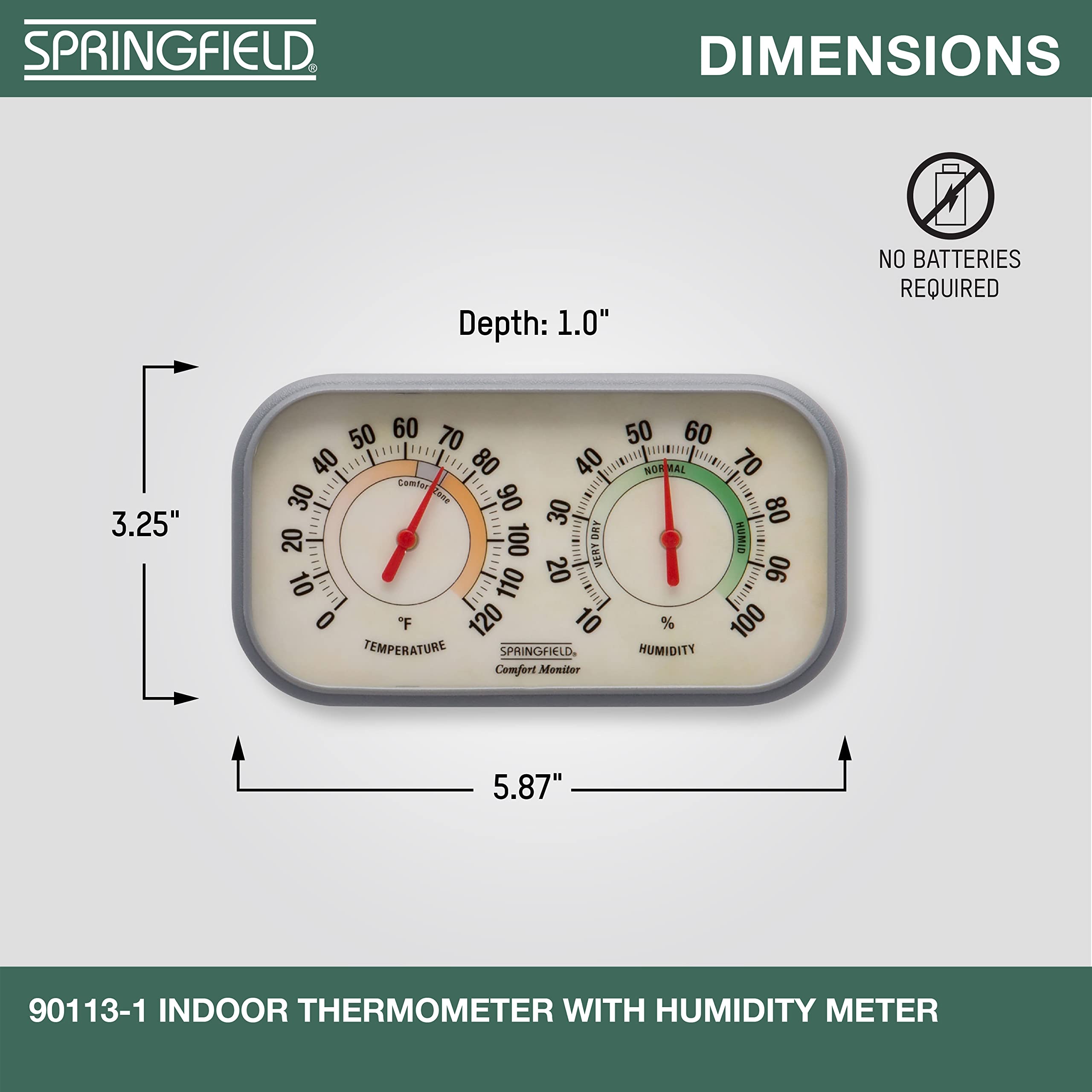 Springfield thermometer with flip-out stand on a desk