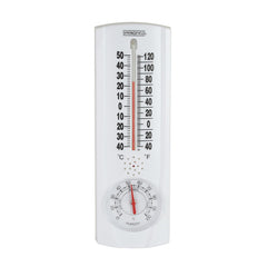 Springfield Vertical Thermometer and Hygrometer front view with white housing