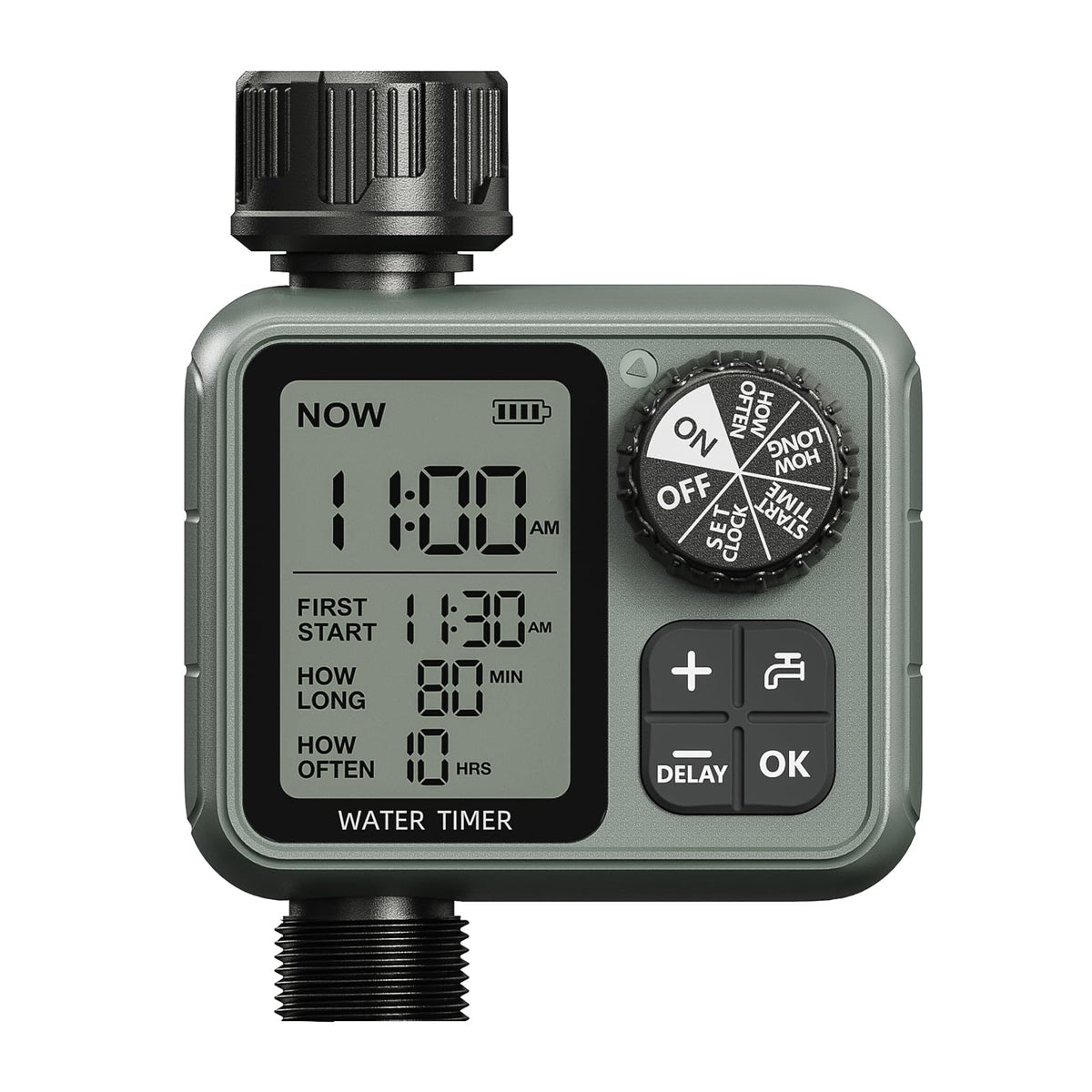 Sprinkler Timer front view with large LCD display