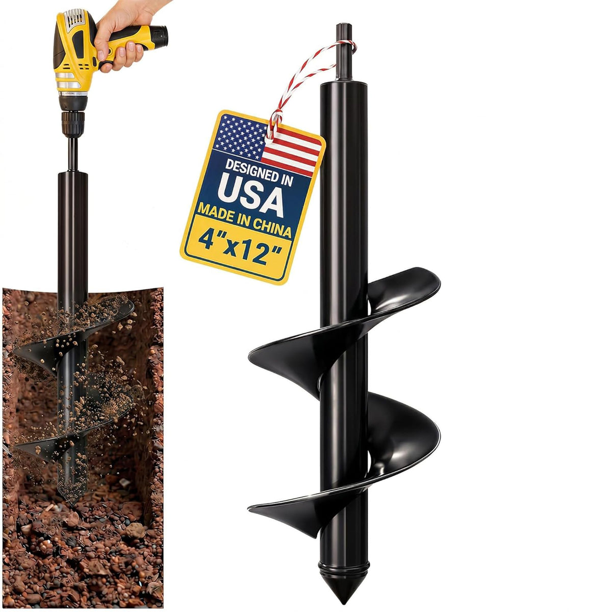 Sproot Garden Auger Drill Bit 4" x 12" front view