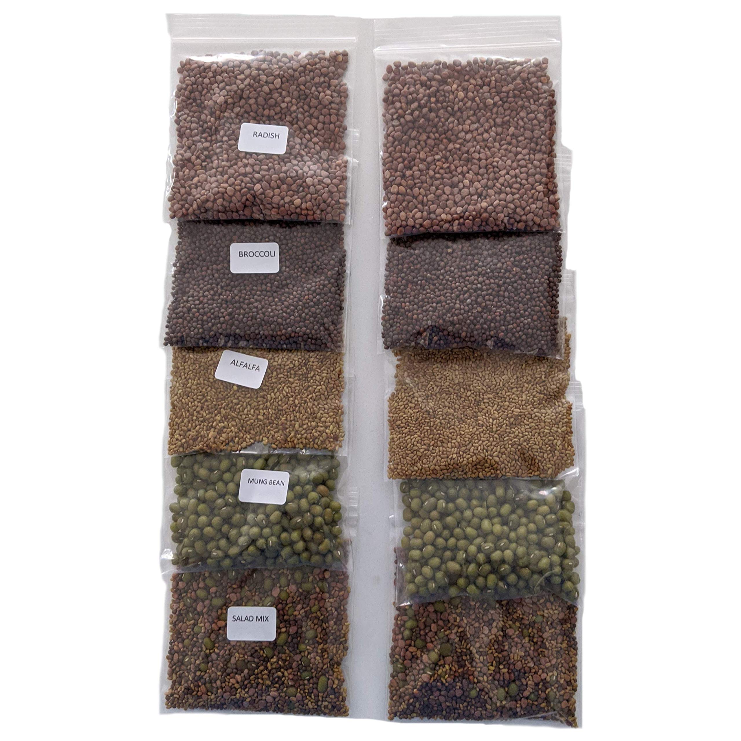 Sprouted mung beans in a bowl with NATURAL ROOTS packaging