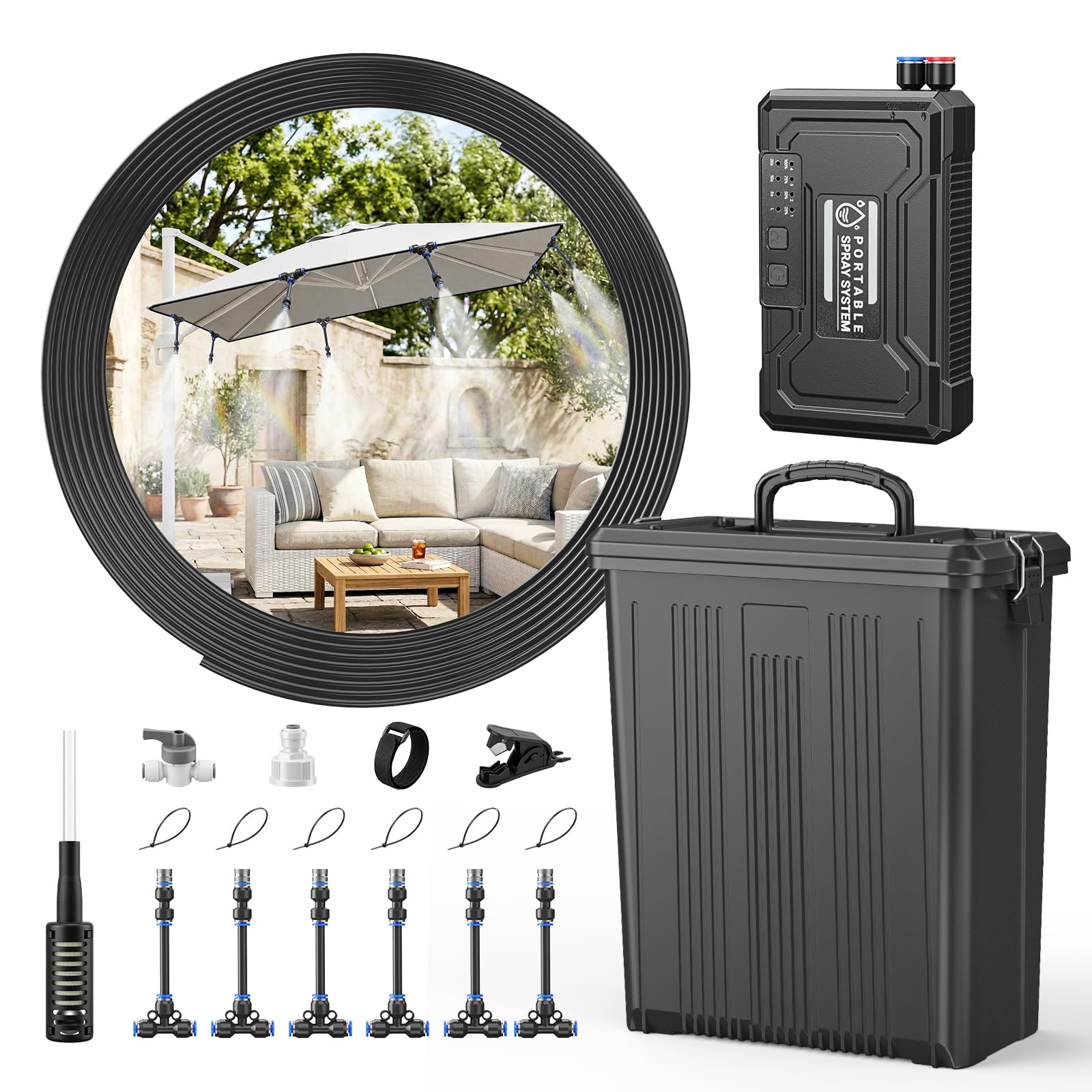 SprzAir Portable Misting System front view with 4-gallon tank