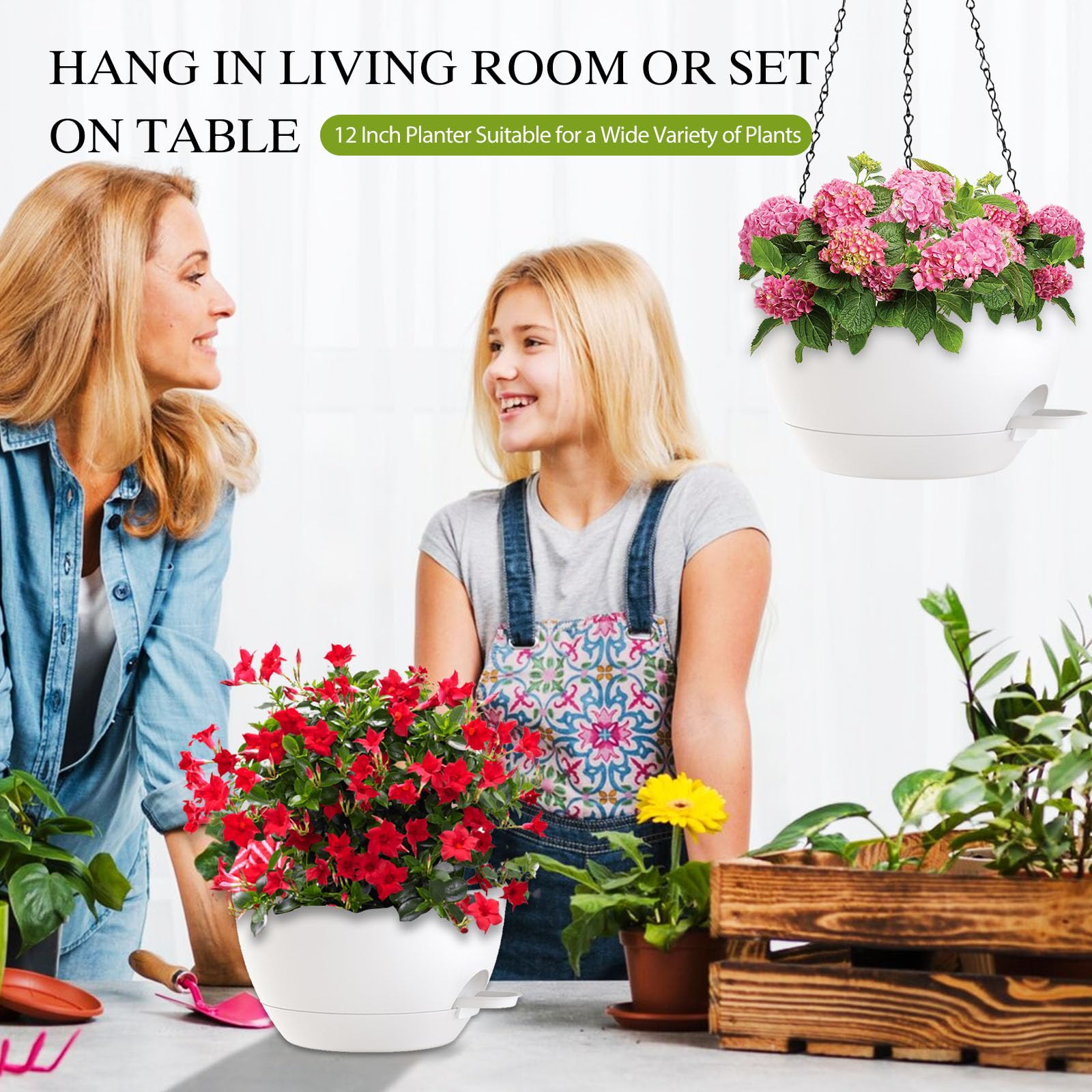 SQKH 12 Inch hanging basket with vibrant flowers