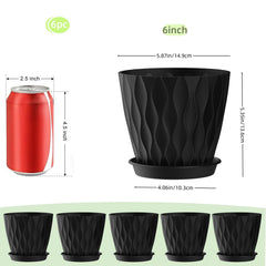 SQKH 6 Inch Indoor Plant Pots arranged on a windowsill