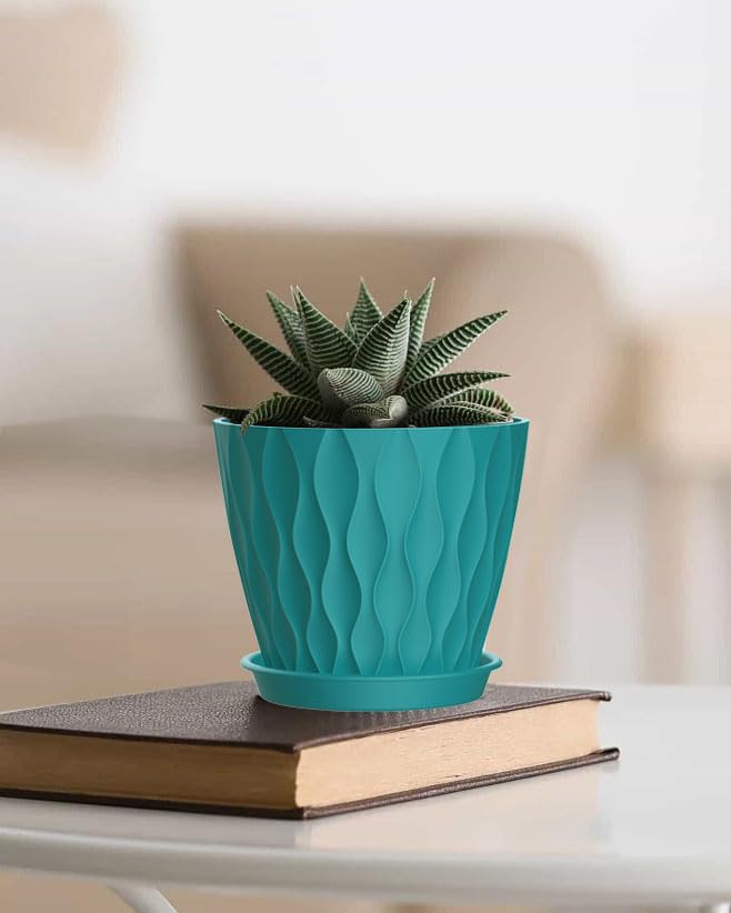SQKH 6 Inch Plant Pot Blue-Green modern design close-up