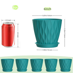 SQKH 6 Inch Plant Pot Blue-Green side view showing the tray