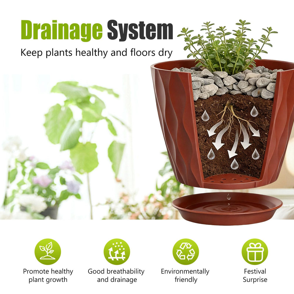 SQKH 8 Inch plant pots displayed with indoor plants