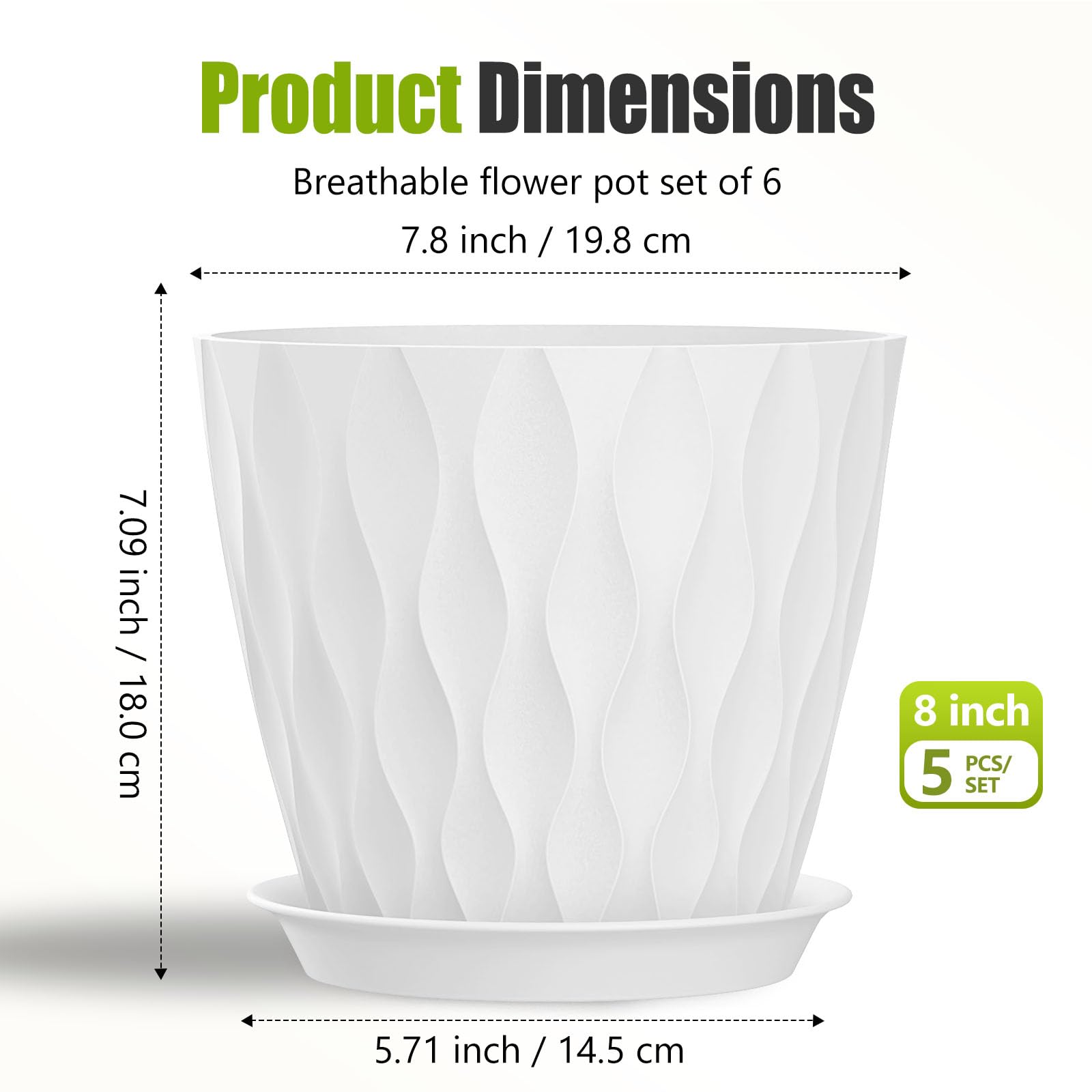 SQKH 8 Inch Plastic Plant Pot filled with herbs