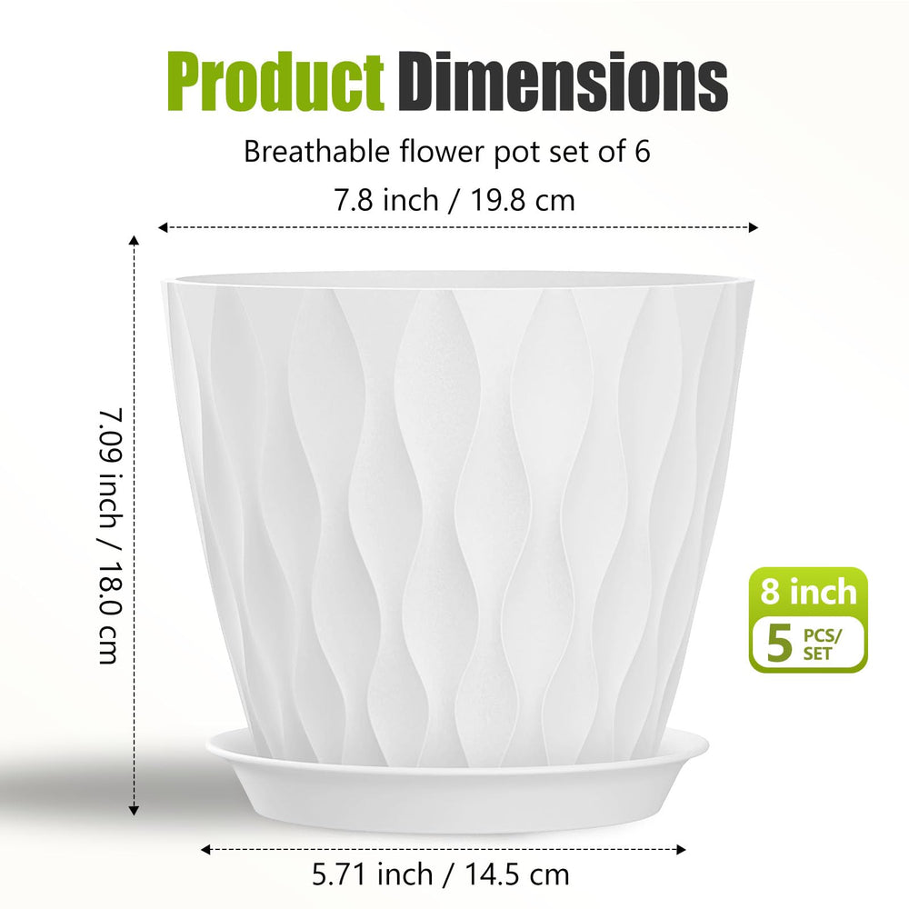 SQKH 8 Inch Plastic Plant Pot filled with herbs
