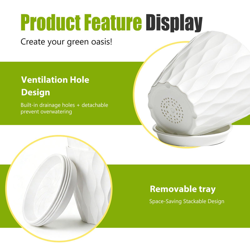 SQKH 8 Inch Plastic Plant Pot in outdoor garden setting