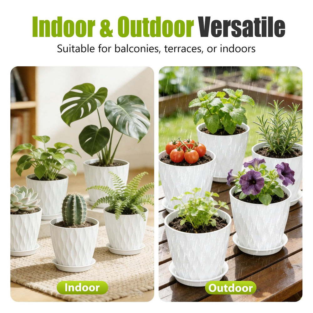 SQKH 8 Inch Plastic Plant Pot with drainage holes close-up