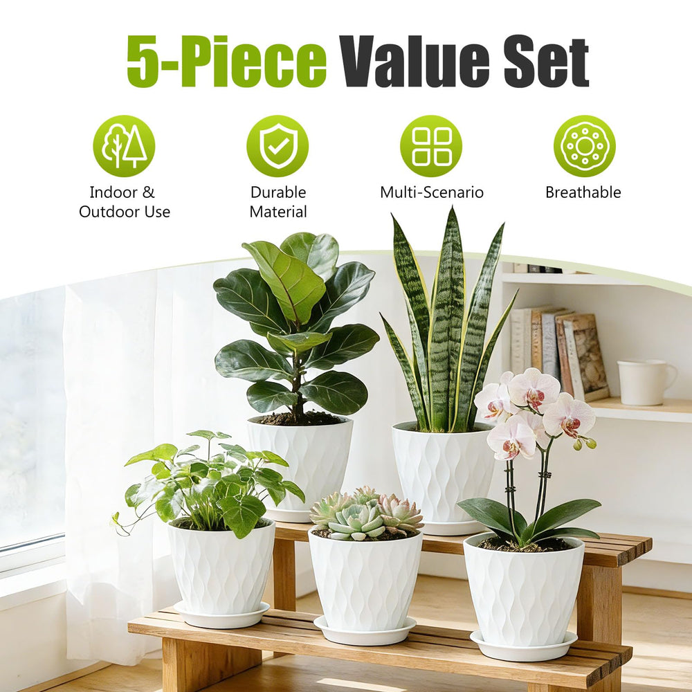 SQKH 8 Inch Plastic Plant Pot with saucer side view
