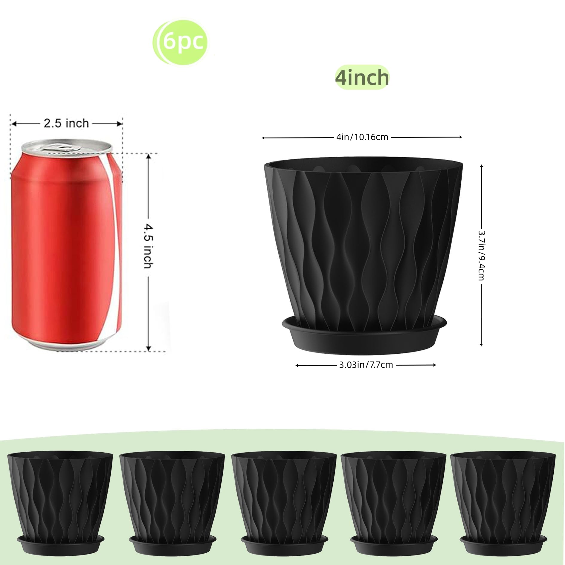 SQKH indoor plant pots front view showing drainage holes