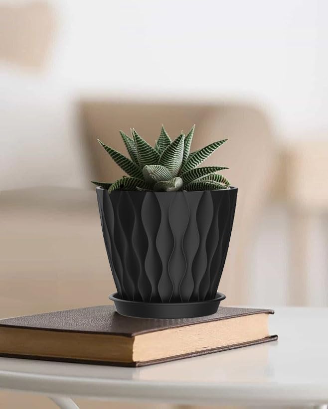 SQKH indoor pots with trays in a stylish living room setup