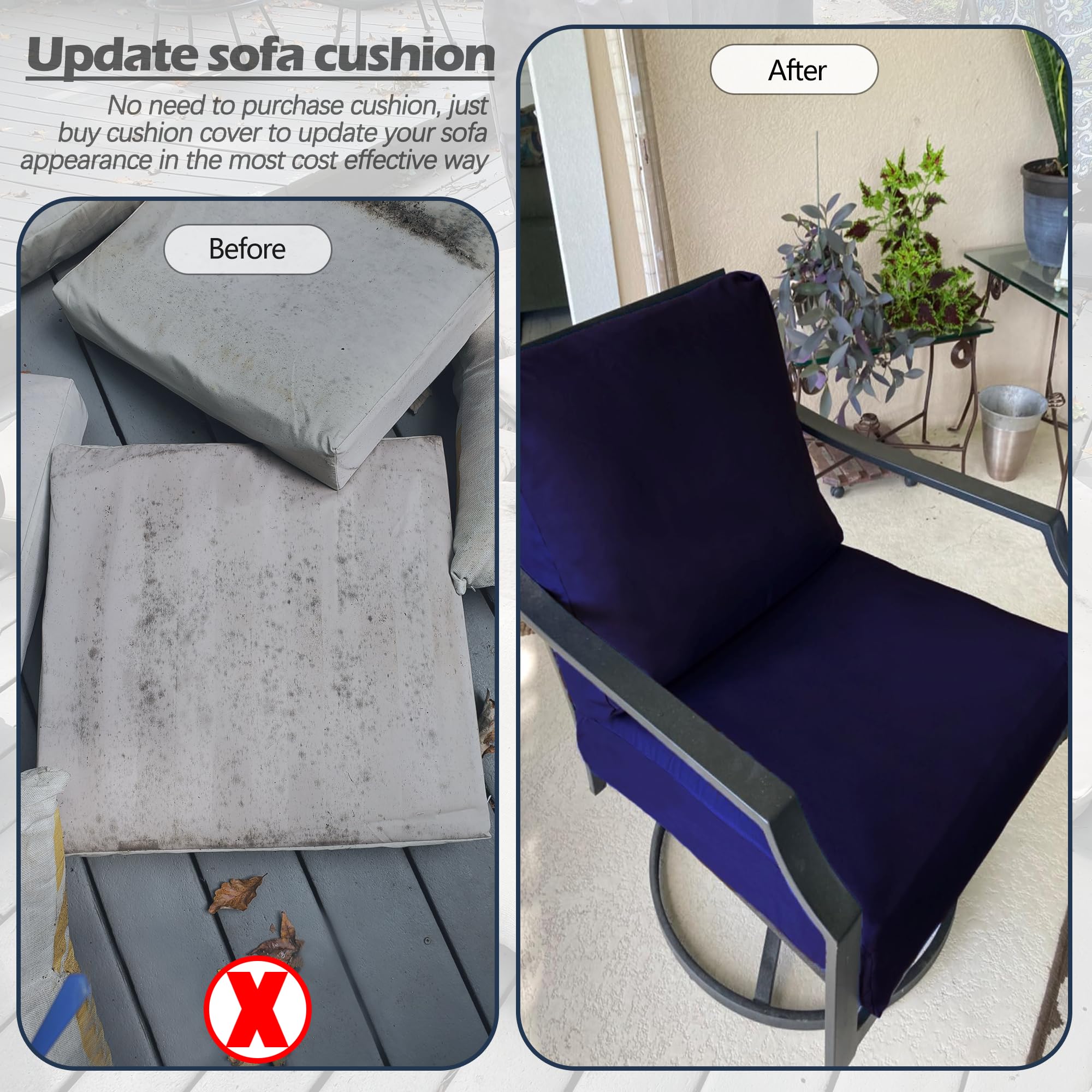 Sqodok Outdoor Cushion Cover dimensions 24x22 inch