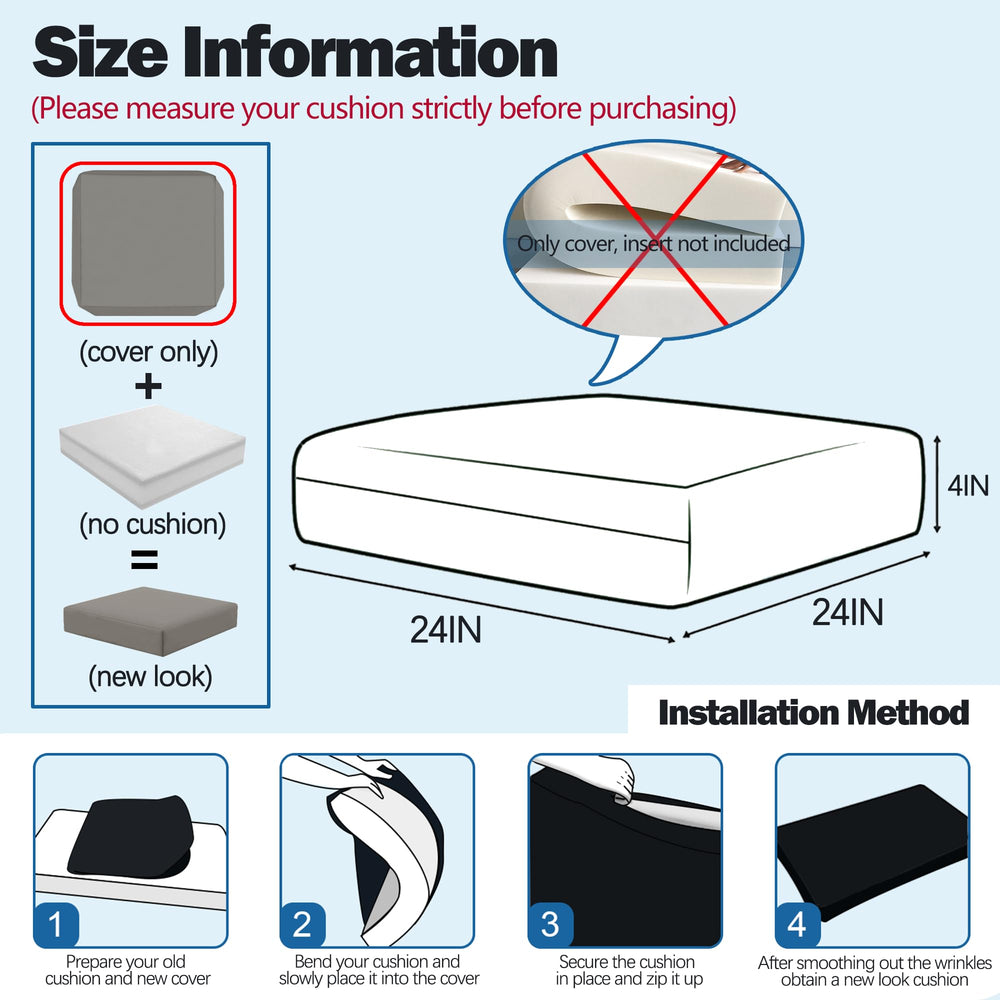 Sqodok Outdoor Cushion Cover side view showing dimensions