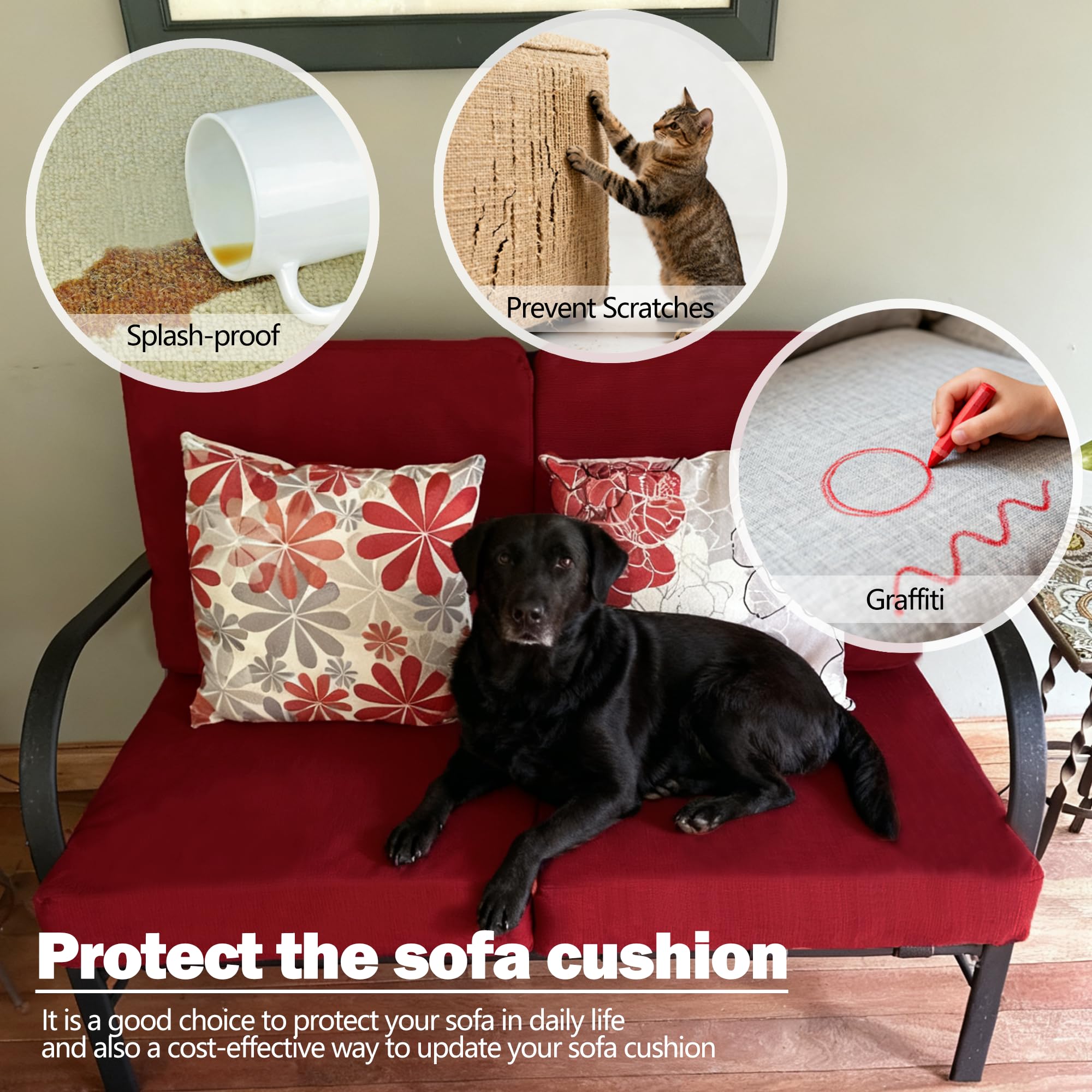 Sqodok Outdoor Cushion Cover side view, showing dimensions