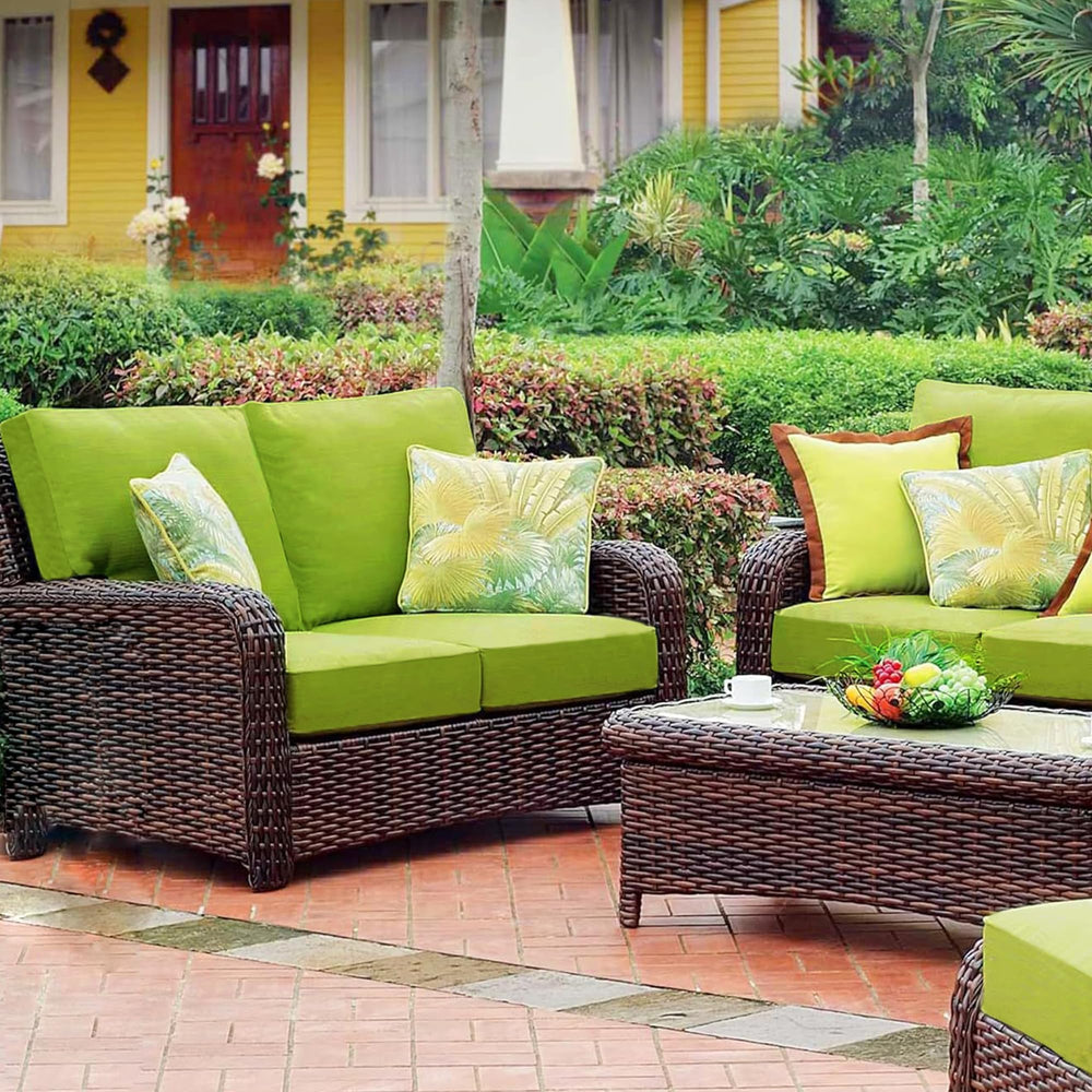 Sqodok Outdoor Cushion Covers 18x18 inch green in outdoor setting