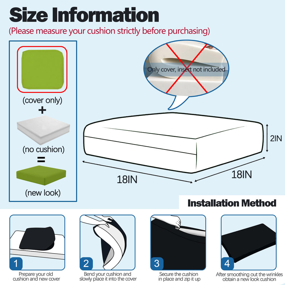 Sqodok Outdoor Cushion Covers 18x18 inch green side view