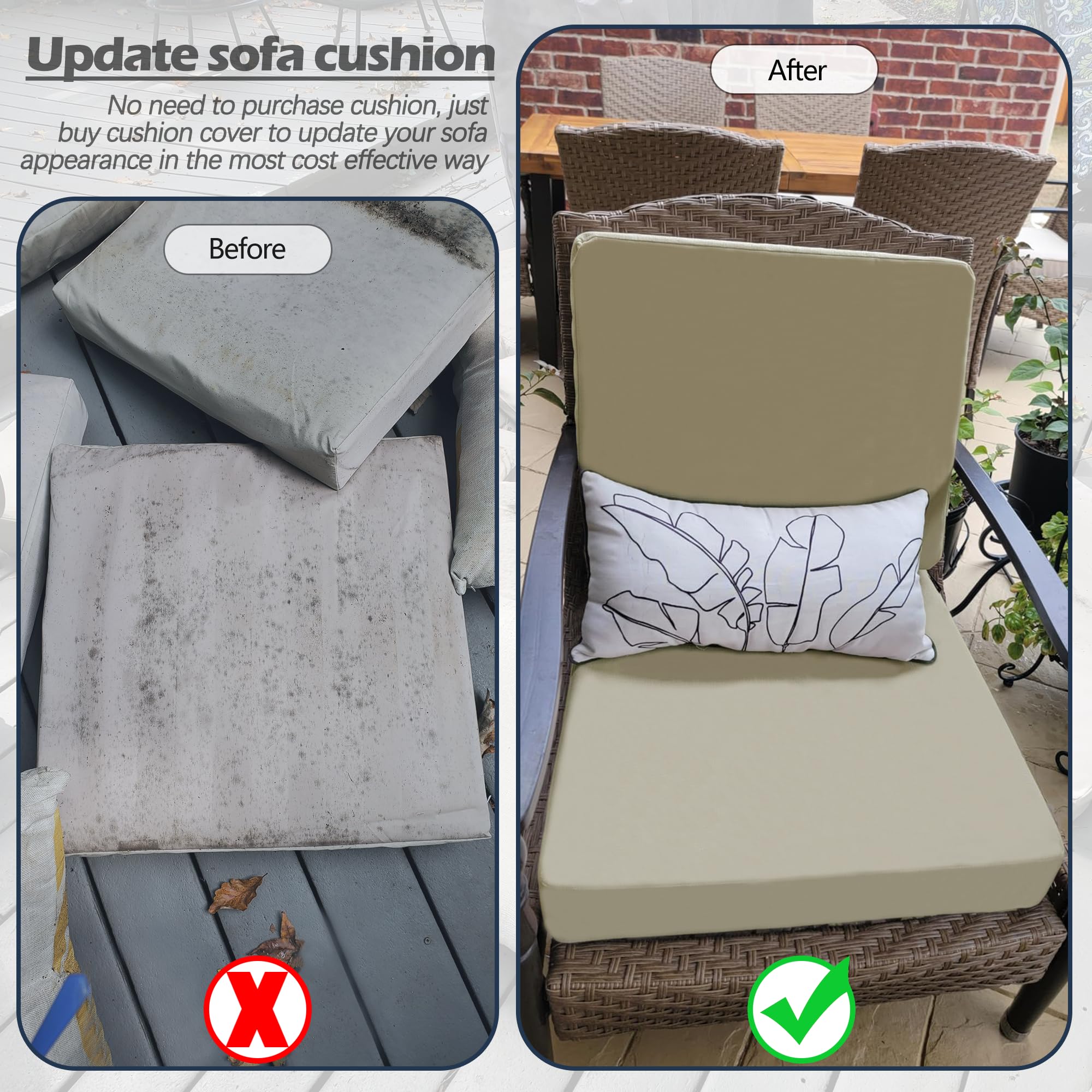 Sqodok Outdoor Cushion Covers 18x18 inch Tan displayed outdoors