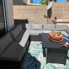 Sqodok Outdoor Cushion Covers on a patio sofa