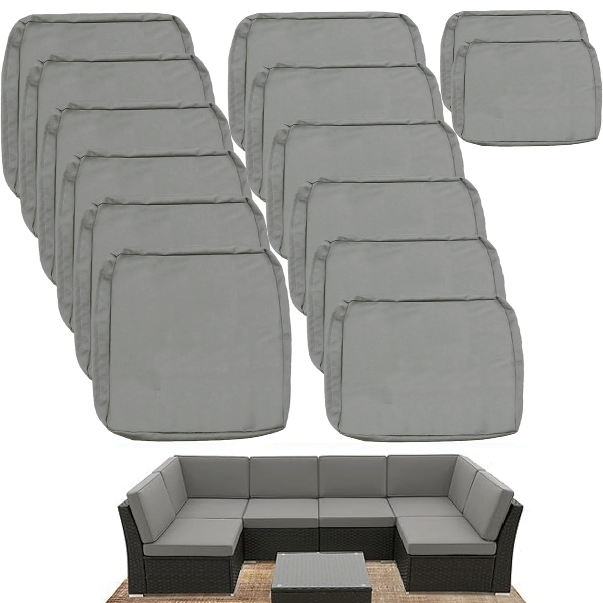 Sqodok Outdoor Cushion Covers pack of 14 in grey colour