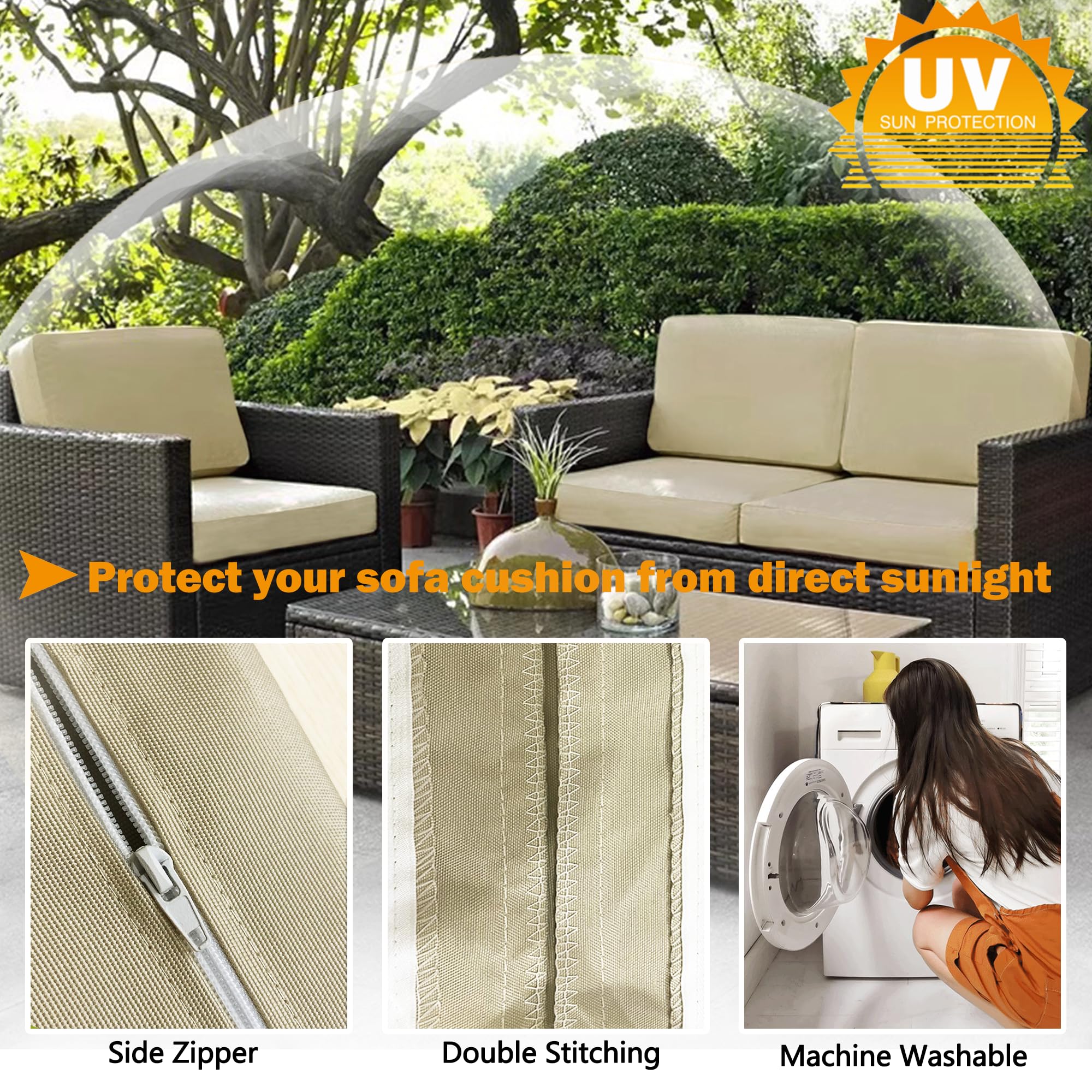 Sqodok Outdoor Cushion Covers Tan fabric close-up