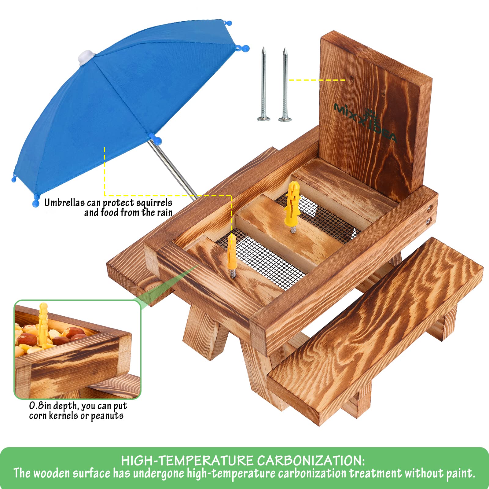 Squirrel feeder mounted on a tree with corn cob holder