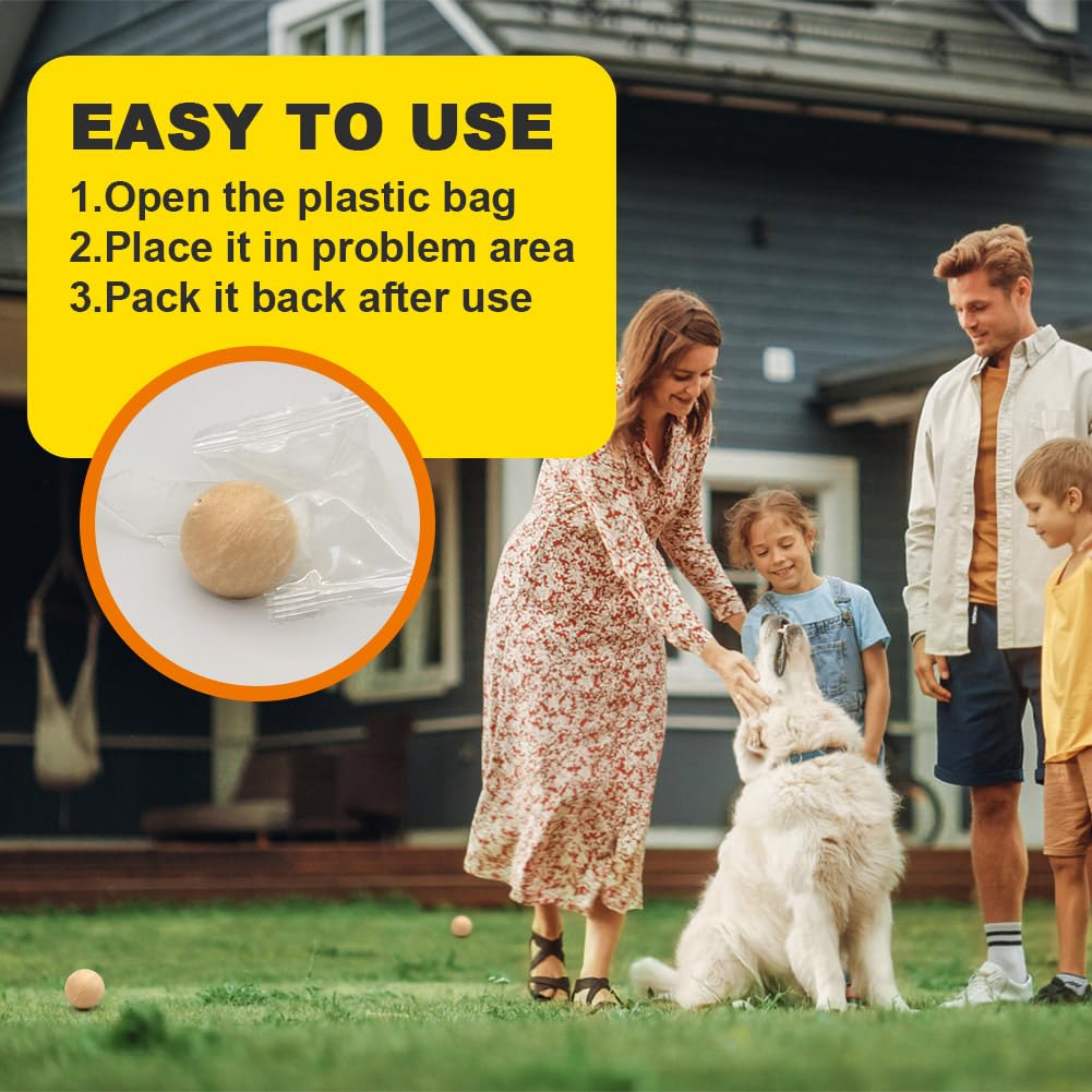 Squirrel repellent balls placed in a garden