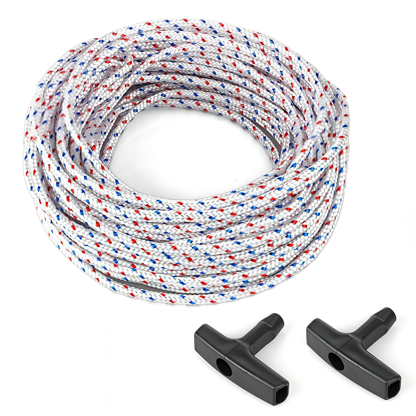 SSFOLPFEE 50 ft pull cord rope in red-white-blue color with handles