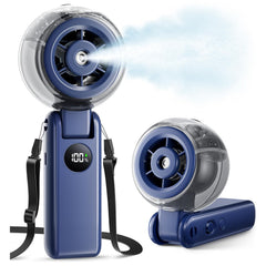 SSICAL Portable Handheld Misting Fan front view in blue