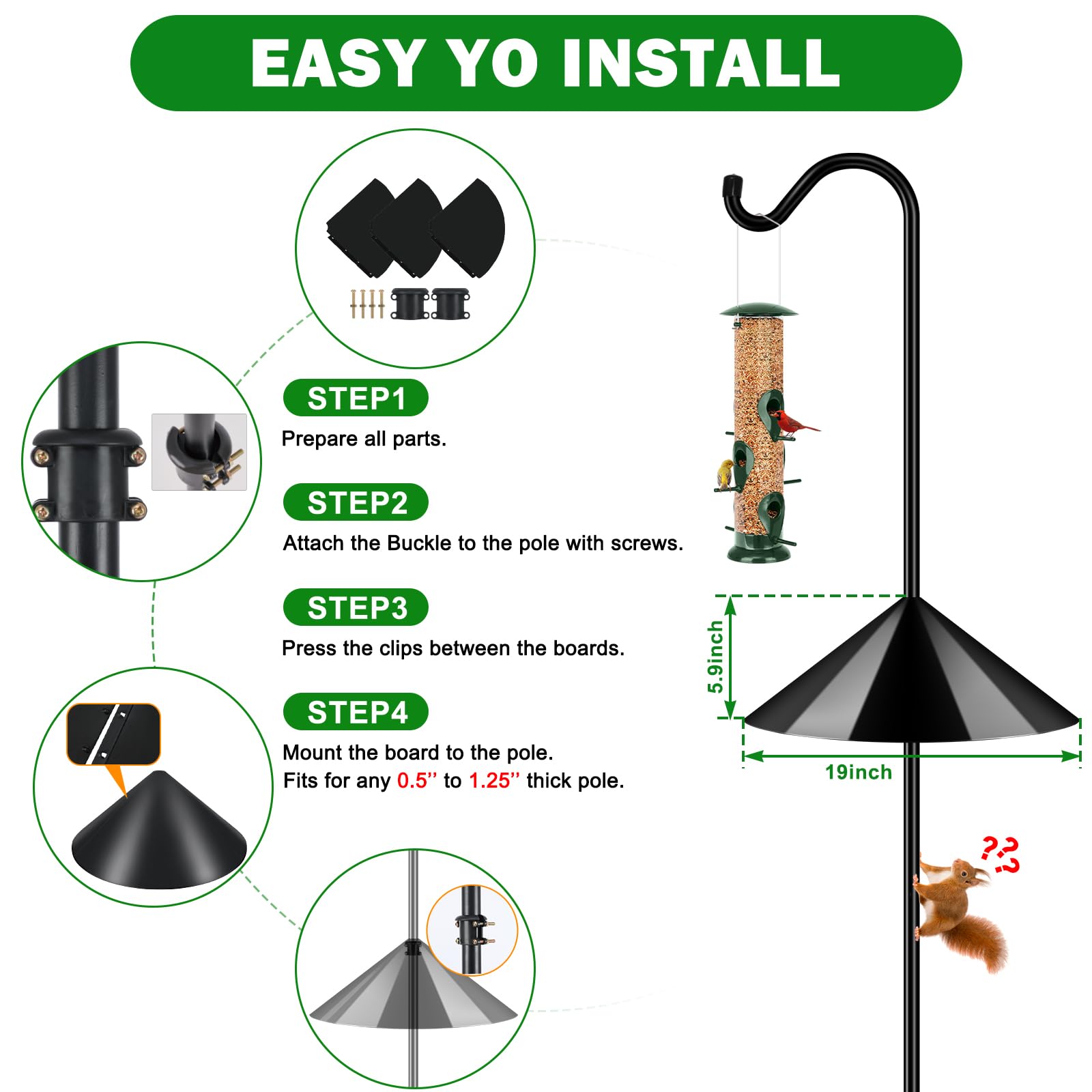 Stability features of the FEED GARDEN Bird Feeder Pole
