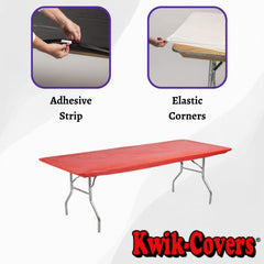 Stack of 5 Kwik-Covers table covers in red