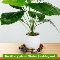 Stack of 6 ZZPYXIA plant saucers in clear plastic