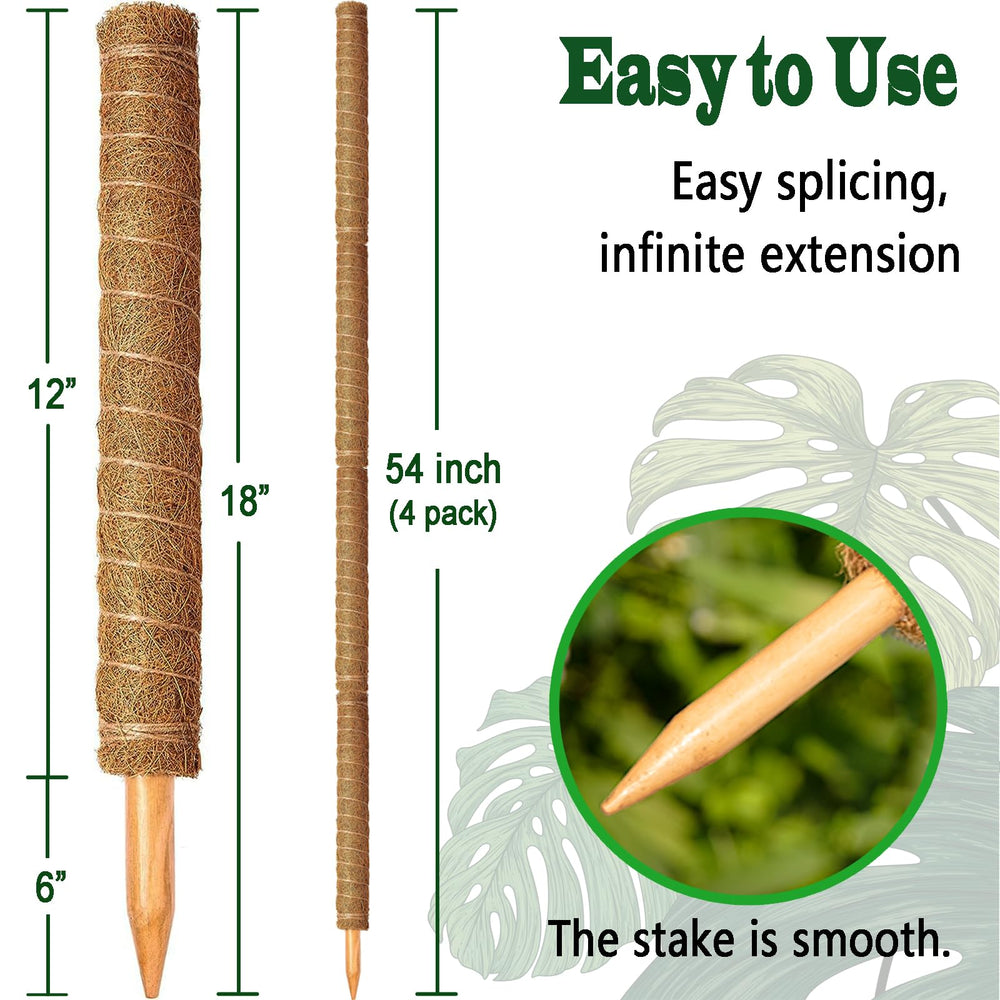 Stacked CHIAFFI moss poles in a potted Monstera plant