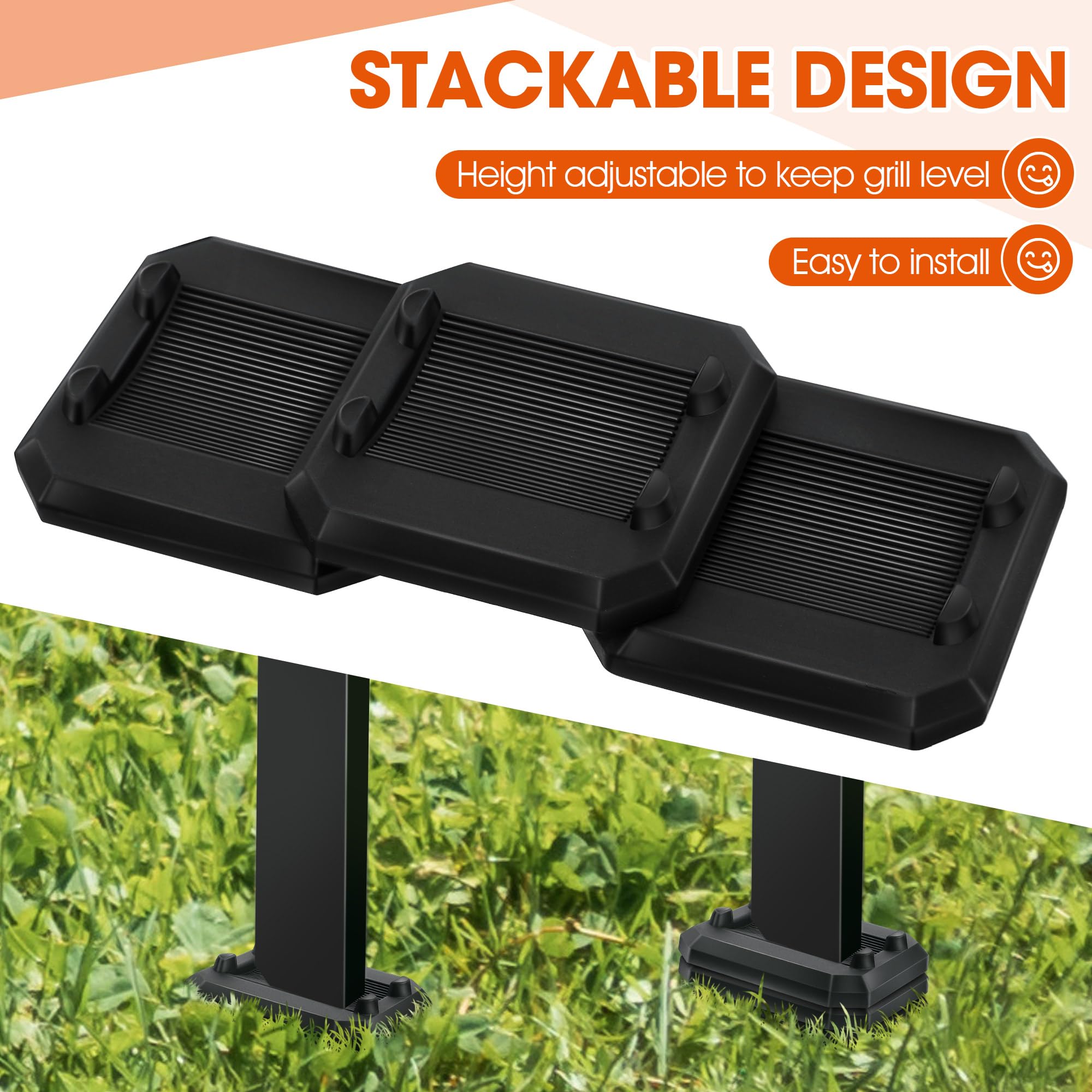 Stacked ElectricWise rubber leveling shims for grills