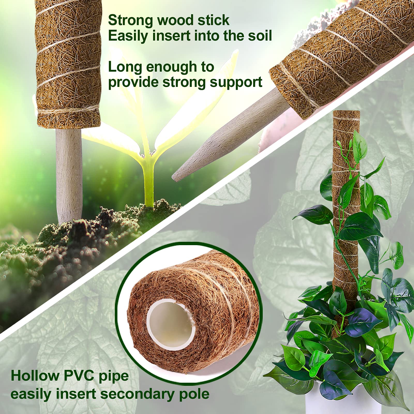 Stacked Fabulas Moss Poles showing extendable design
