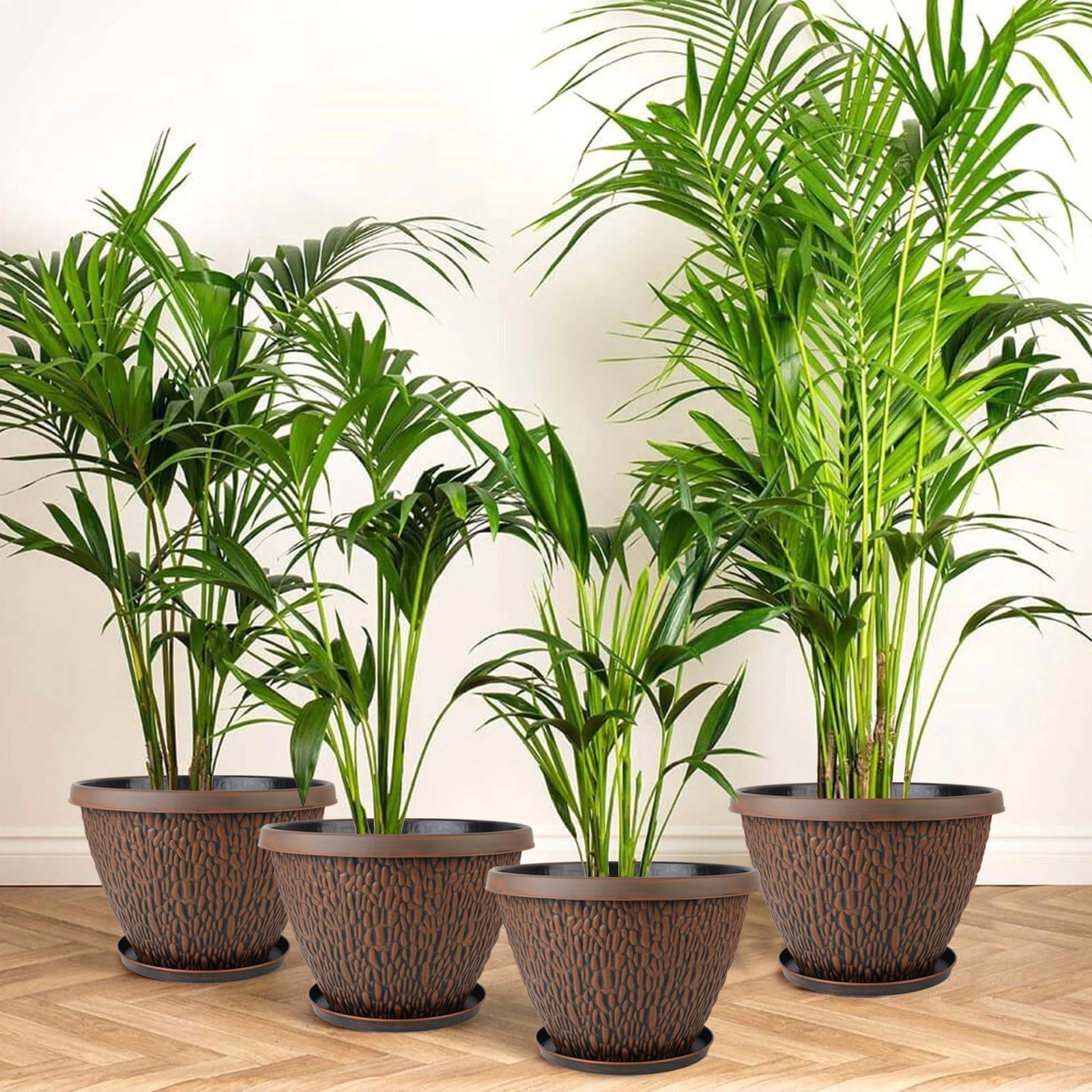 Stacked Nooulap planters showing size and design