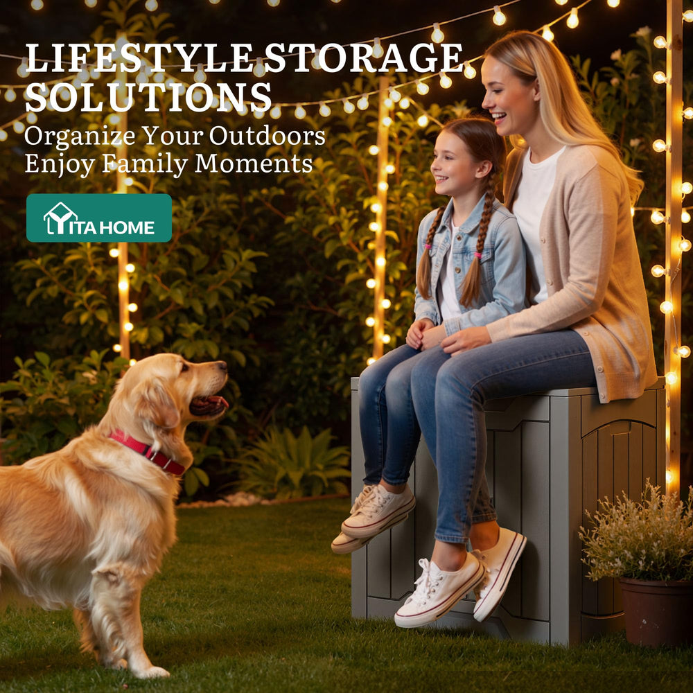 Stacked YITAHOME deck boxes taupe