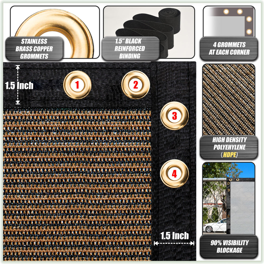 Stainless grommets on ColourTree fence screen
