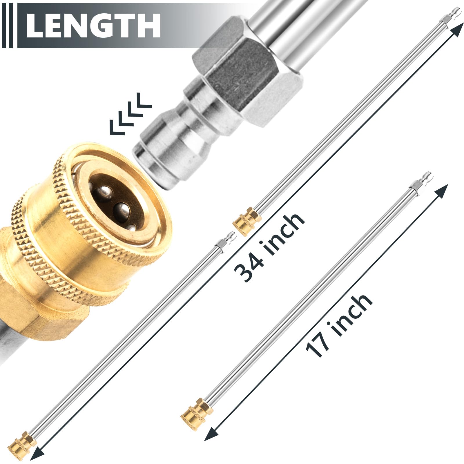 Stainless steel construction of EARLEAS pressure washer wand