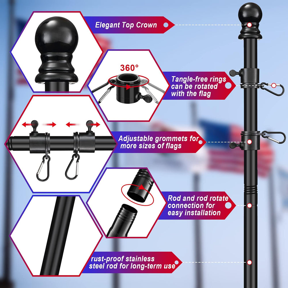Stainless steel construction of FLY HAWK flag pole